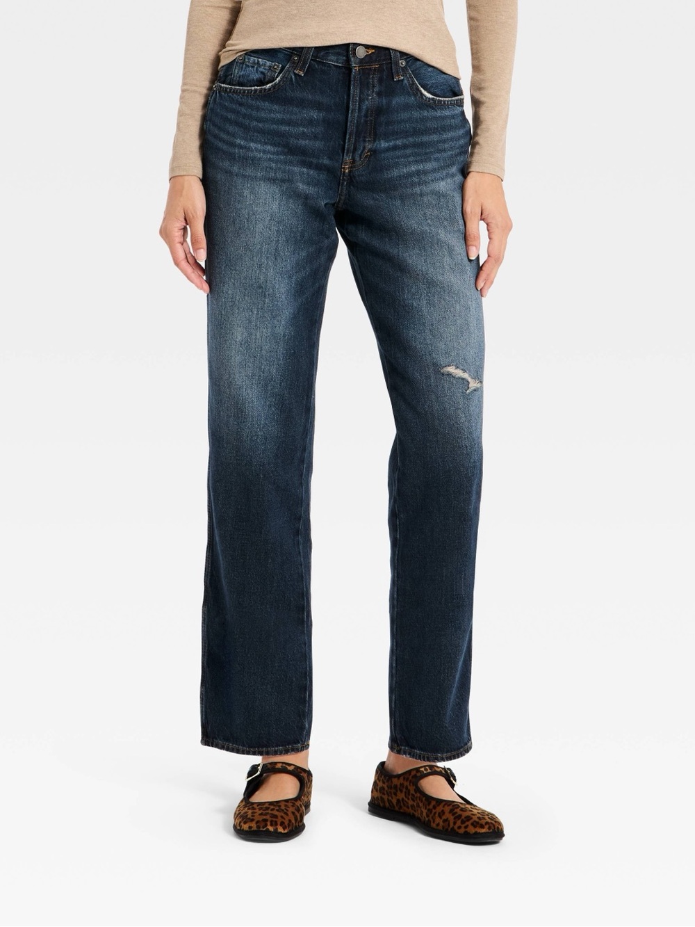Universal Thread Women's Mid-Rise Dark Blue Boyfriend Jeans